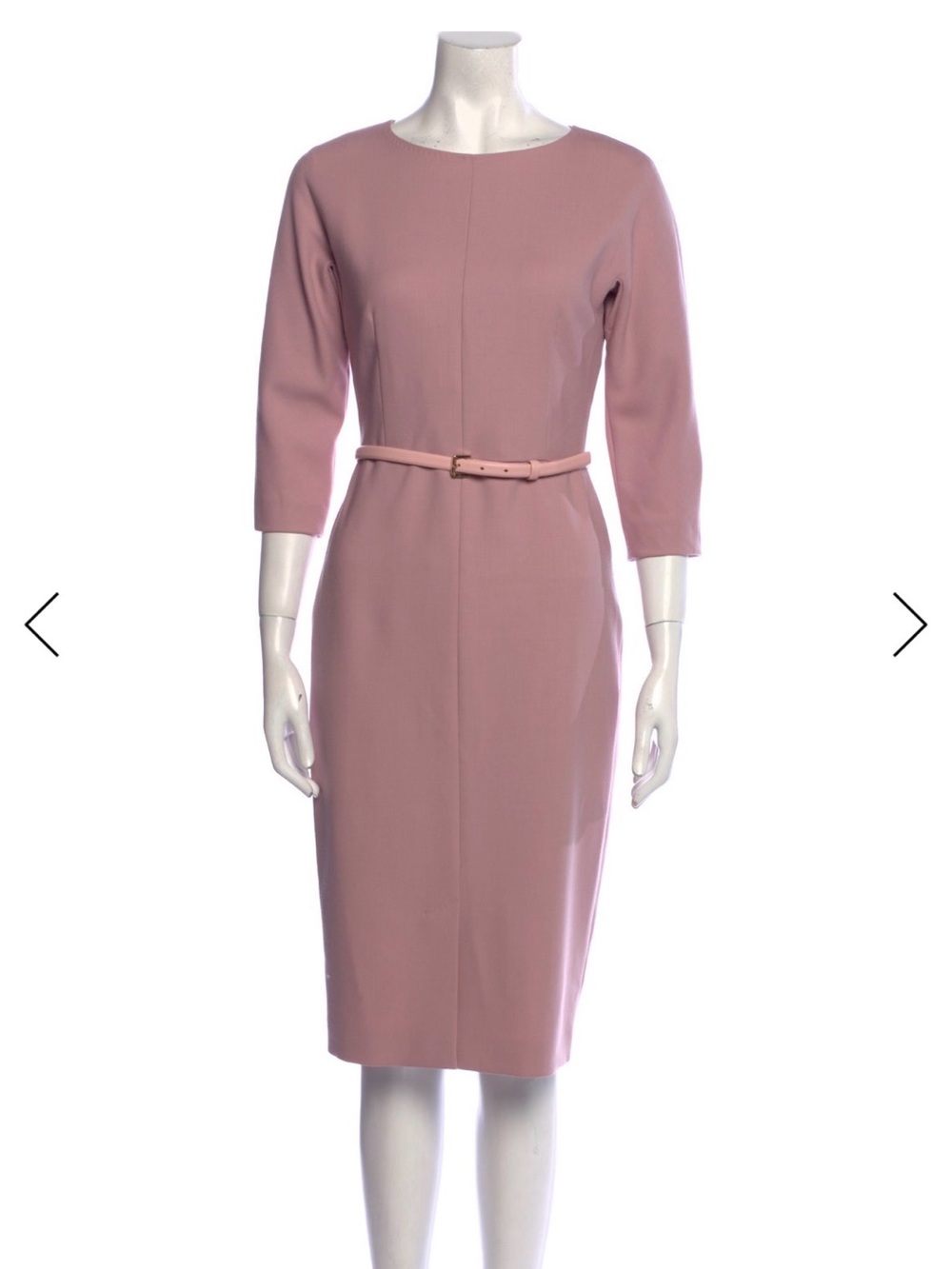 MaxMara Dusty Pink Midi Sheath Dress with Slim Belt